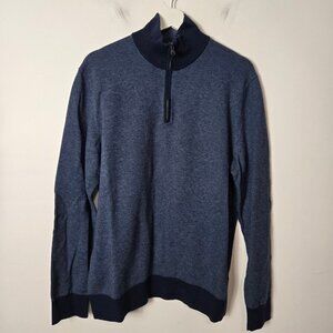 Banana Republic Men's Size L Premium Cotton Cashmere Blend 1/4 Zip Sweater Blue